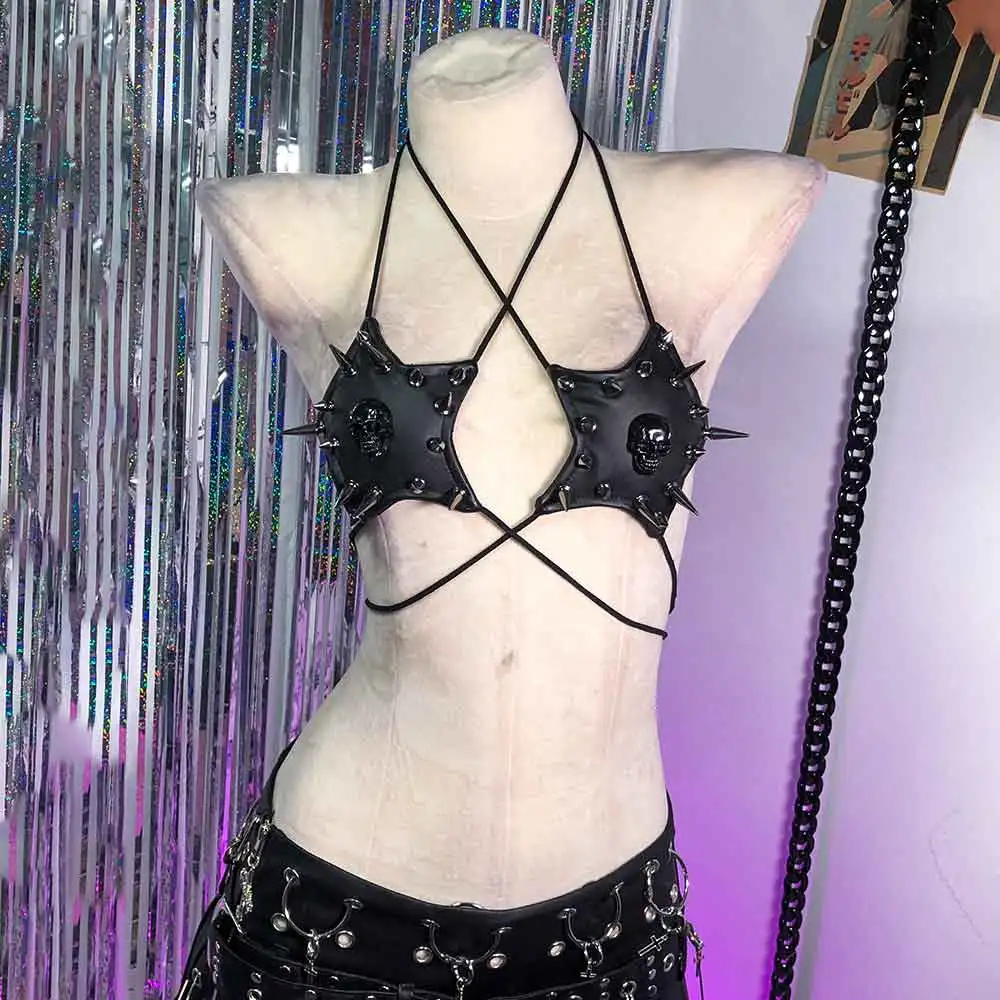 

Топы-майки в стиле Kawaii Harajuku Emo Skull Club Wear Y2K, готика 90-х, DIY E-Girls, уличная одежда, панк-рок, готика, эко-гранж