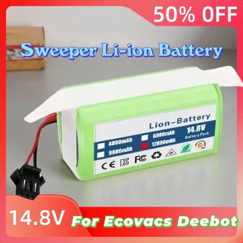 

14.8V 12800mAh for Ecovacs Deebot 950 990 1090 DN621 601/605 Sweeper Li-ion Battery