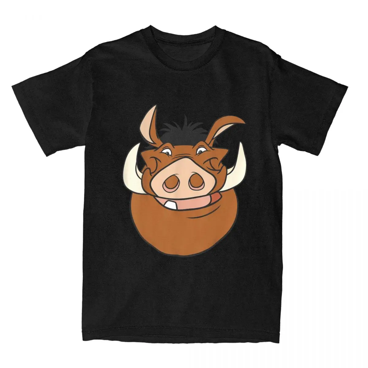 The Lion King T-Shirts Men Women Pumbaa Large Face Novelty 100% Cotton Tee Shirt Round Neck Short Sleeve T Shirts Harajuku Tops