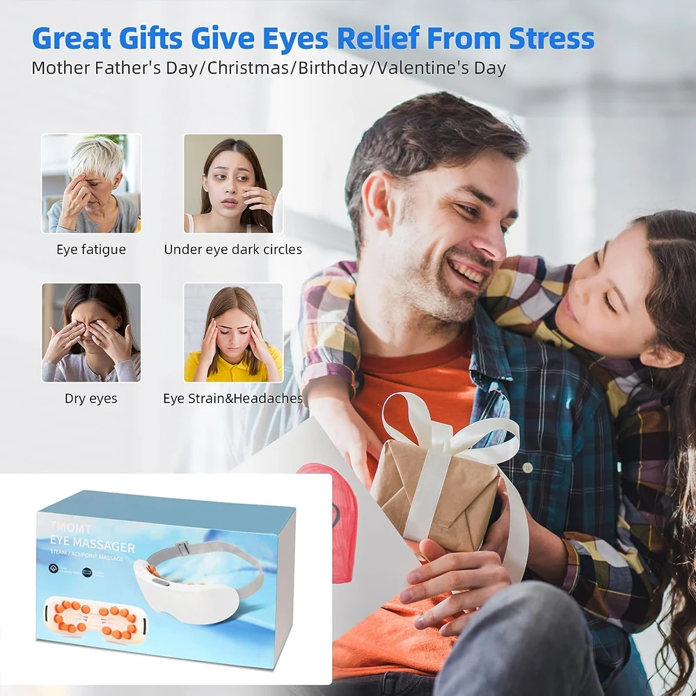 Smart Heated Mist Eye Massager Bluetooth Eye Care Device Point Acupressure Massager For Puffy Eyes Relieve Fatigue Dark Circles