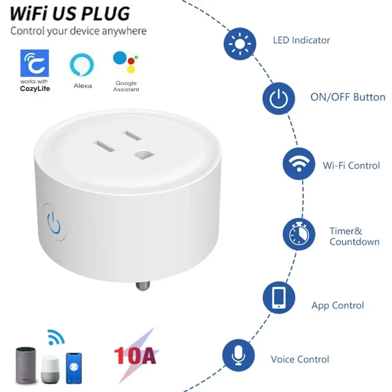 100-240V Wifi Smart Plug UNS Standard Wireless Outlet 10A APP Remote Voice Control Timing Schalter Unterstützung alexa Google Assistent