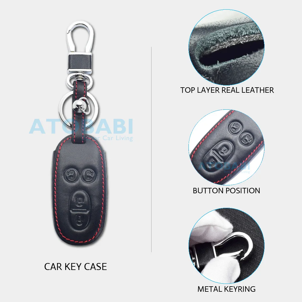 ATOBABI Leather Car Key Case Keychain For Suzuki Palette Solio MR Wagon Hustler Alto Lapin Every Spacia Smart Remote Fobs Cover