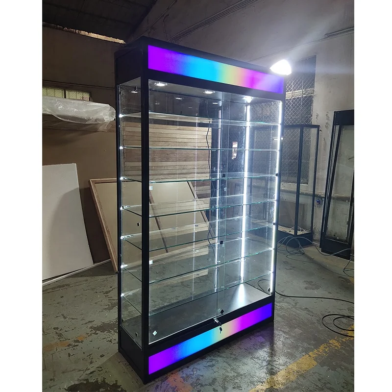 Custom.4ft modern glass display cabinets retail smoke shop fixture cheap showcase with LED light