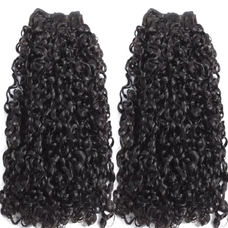 Extensions de cheveux humains brésiliens bouclés Pixie/Funmi/Burmese Pixie, 8-24 pouces, 2/3/4 lots, double trame, pour femmes