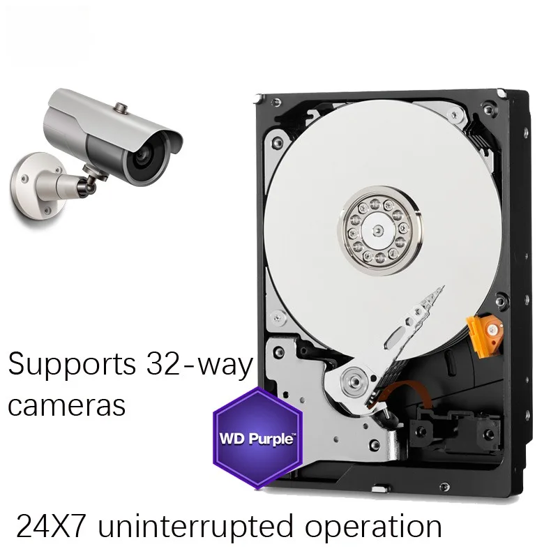 Imagem -03 - W-d Roxo Vigilância 1tb Disco Rígido Sata Iii 64m 3.5 Hdd hd Disco Rígido para Sistema de Segurança Gravador Vídeo Dvr Nvr Cctv