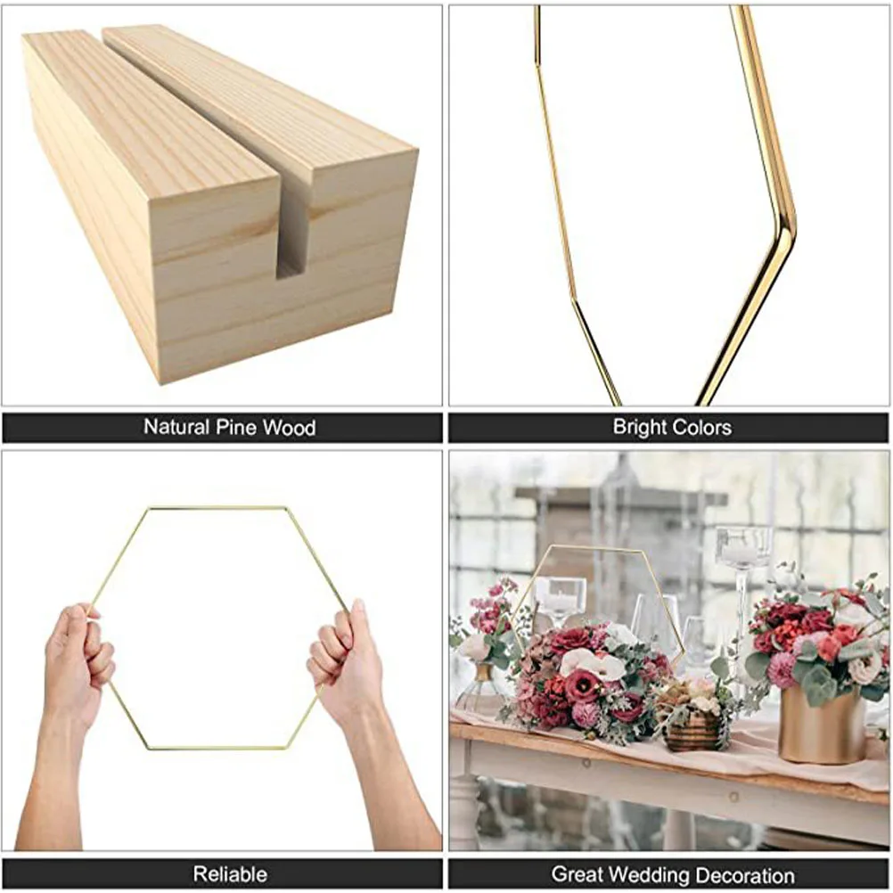 

10pcs Hexagon Wreath Hoop Metal Base DIY Craft Floral Arrangement Frame Christmas Decor Wedding Party Centerpieces
