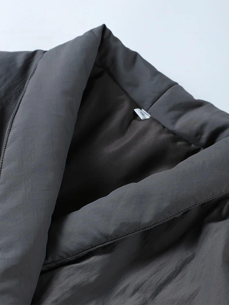 2025秋冬 暖かいアウター ヴィンテージ風 中綿入り レースアップ コットン レディースコート ゆったり Vネック 長袖 ポケット付き 厚手 グレー ジャケット