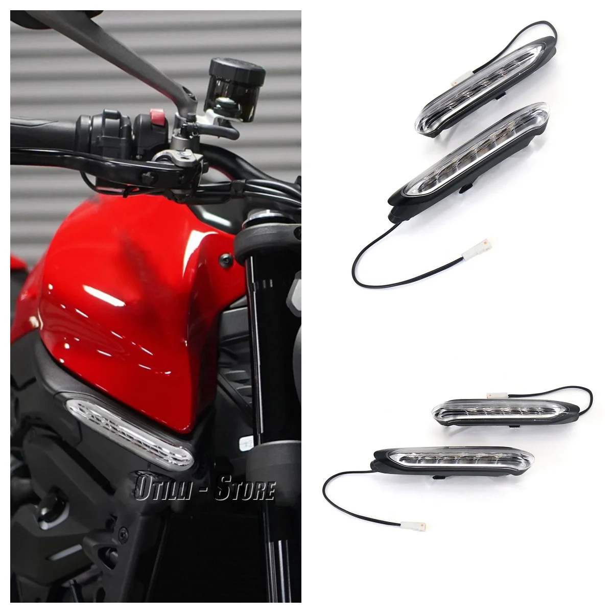 1 زوج دراجة نارية مصباح إشارة الانعطاف LED ل Ducati Monster 937 950 2021 ABS الجانب ضوء المصباح دراجة نارية الملحقات