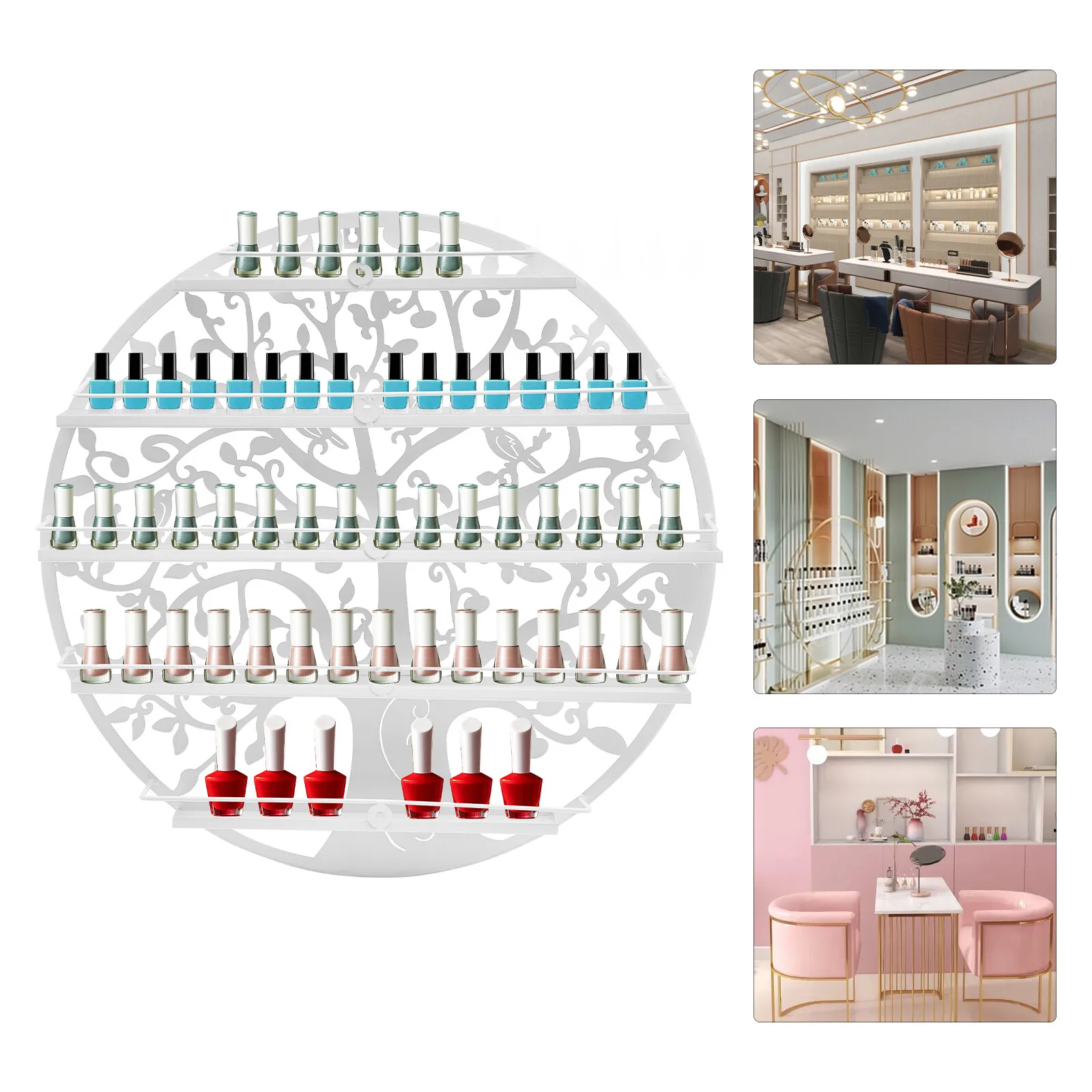 Weißes 5-Stufiges Nagellack-Displayregal Aus Edelstahl، Aufnimmt Bis 60 Nagellackflaschen، Wandmonierto + Offenes Design