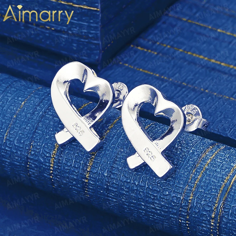 925 Sterling Silver Romantic Smooth Love Earrings for Women's Parties Banquets Weddings High-quality Fashion Jewelry