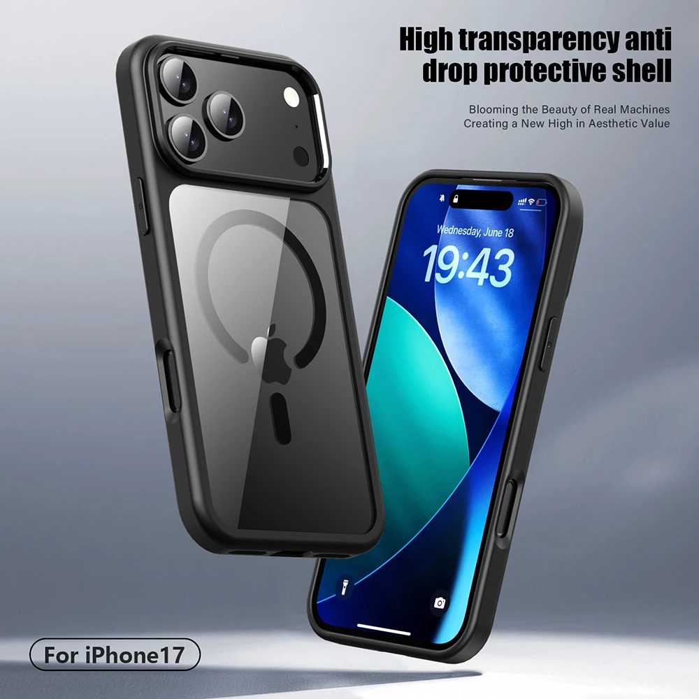 

Magnetic Case For iPhone 17 Pro Max 17 Air Magsafe Wireless Charging Phone Case Shockproof TPU Clear PC back Bumper Cover