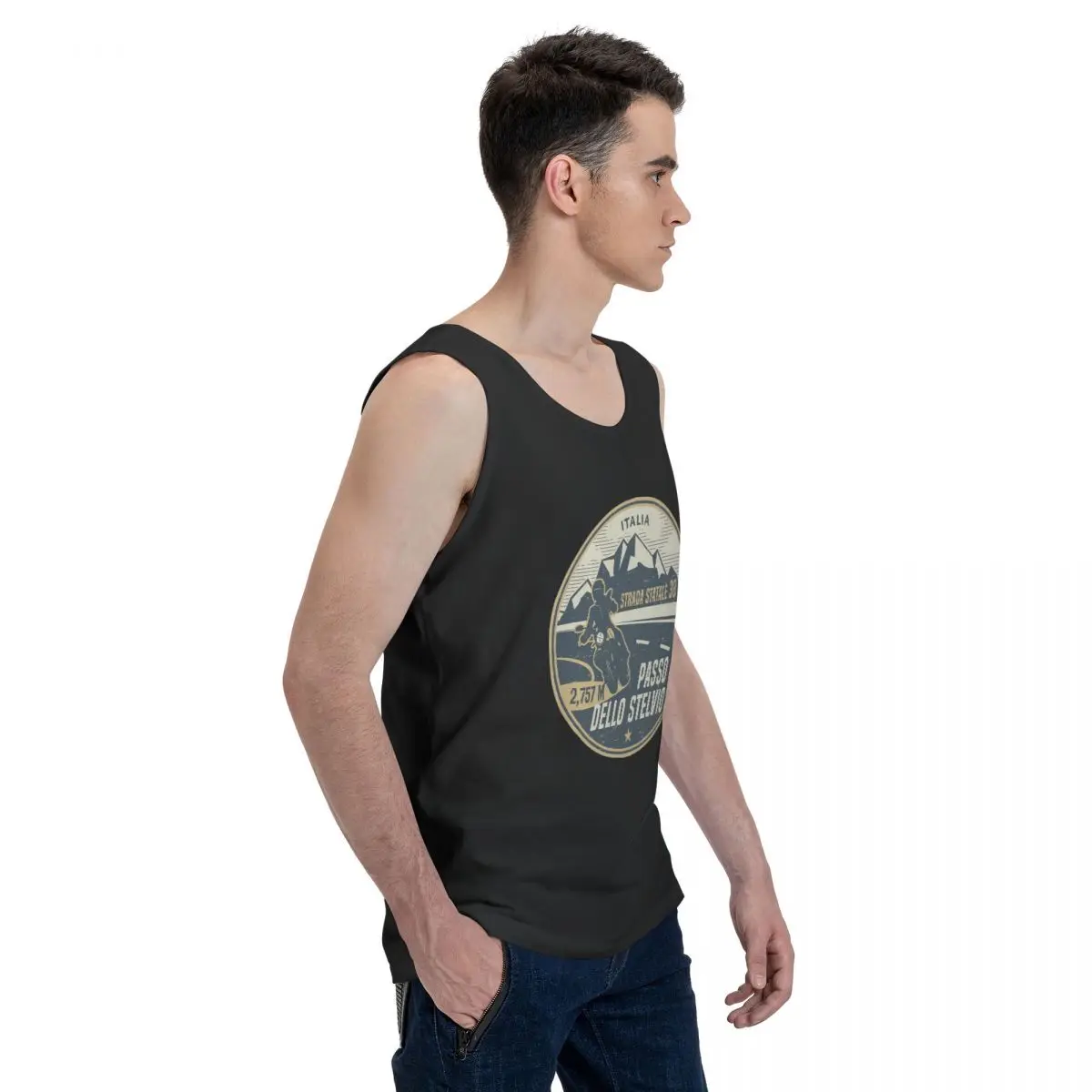 Stelvio Pass, Italy 100% Cotton Men's Sweatshirt Vest Sleeveless Clothing Tees Men Tank Tops T-shirt