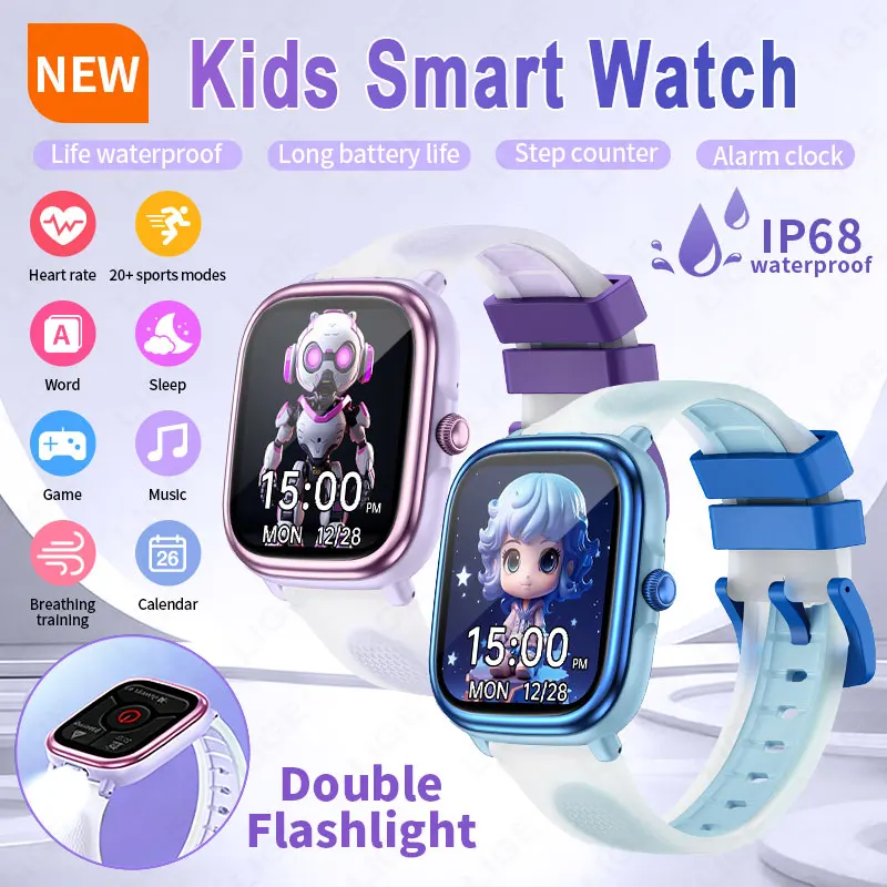 

New Kids Smart Watch 1.83inch Alarm Clock Heart Rate Sleep Monitor Learning Card Music Children Kids Smartwatch Boys Girls Gifts