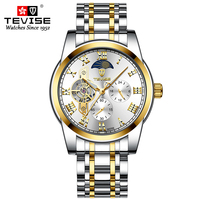 Tevise Watch For Men  Mechanical Automatic Tourbillon Stainless Steel Band 3ATM Waterproof wristwatch Business