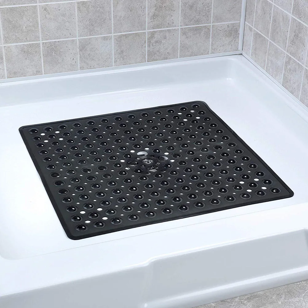 

53x53cm Non-Slip Foot Pad Premium Material Suction Design Anti-Slip Bathroom Accessories Black Floor Mat Foot Pad
