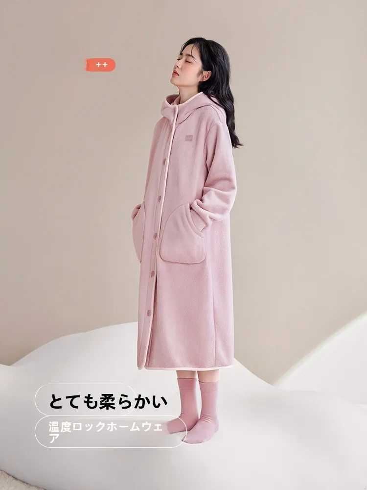 ultra-soft-coral-fce-robe-ex-long-winter-home-clothes-velvet-home-suit-women's-sle-polyester-fiber-s-robe