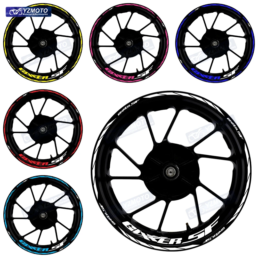 

For GIXXER SF Motorcycle 17 Inch Front And Rear Racing Wheel Stickers Car Reflective Rim Motorbike Hub Tape Decal Sticker