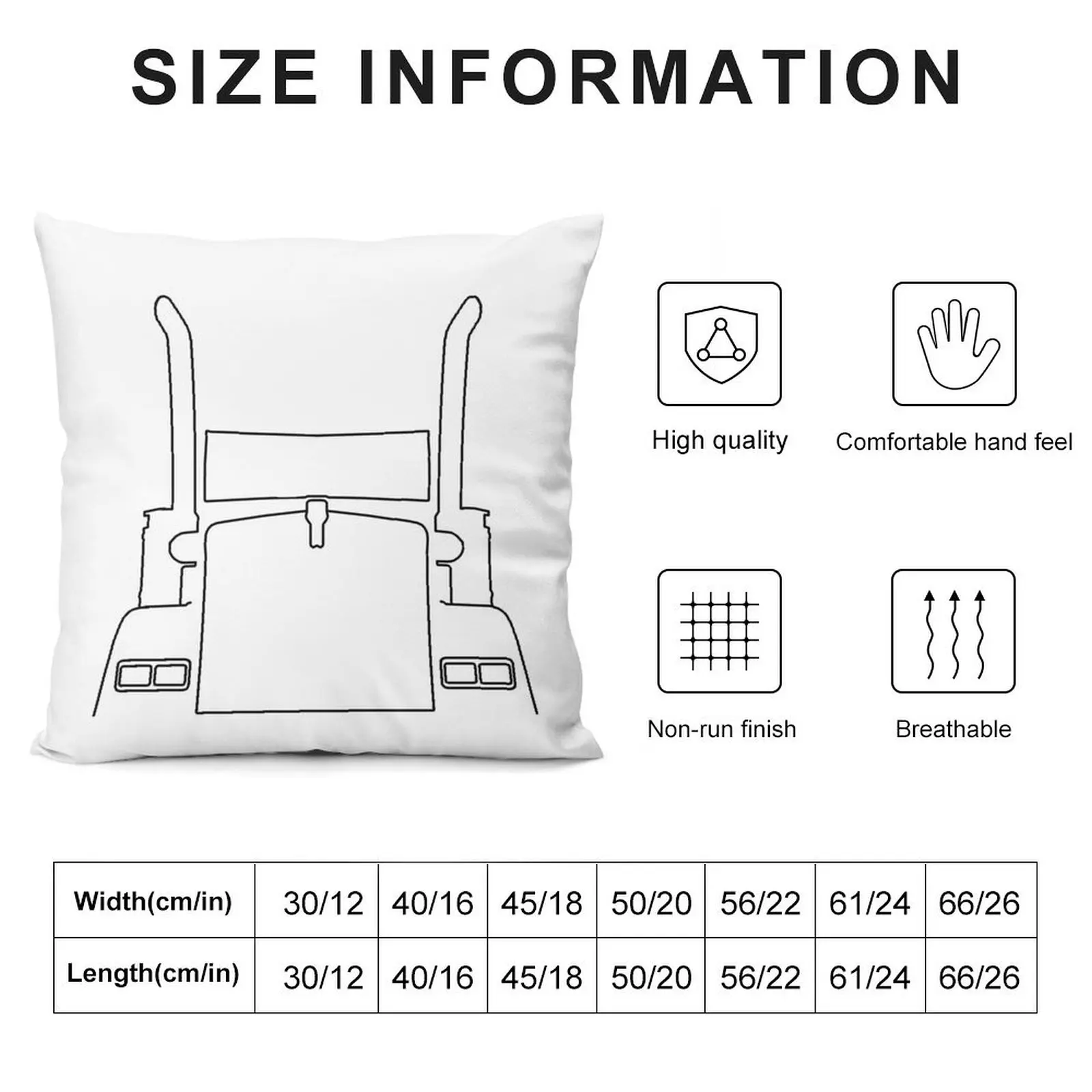 Kenworth big rig truck outline graphic (black) Throw Pillow christmas ornaments 2025 ornamental pillows Pillow Cases pillow