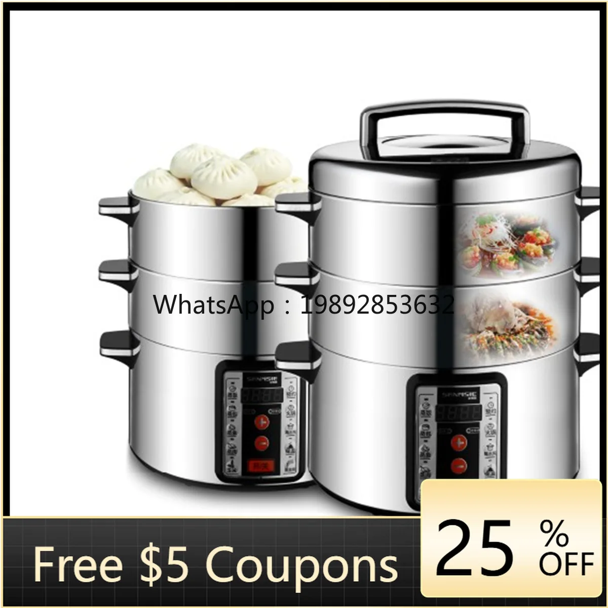 

ZZ 32cm Stainless Steel Multifunctional Electric Steamer Electric Steamer Household Kitchen Small Appliances