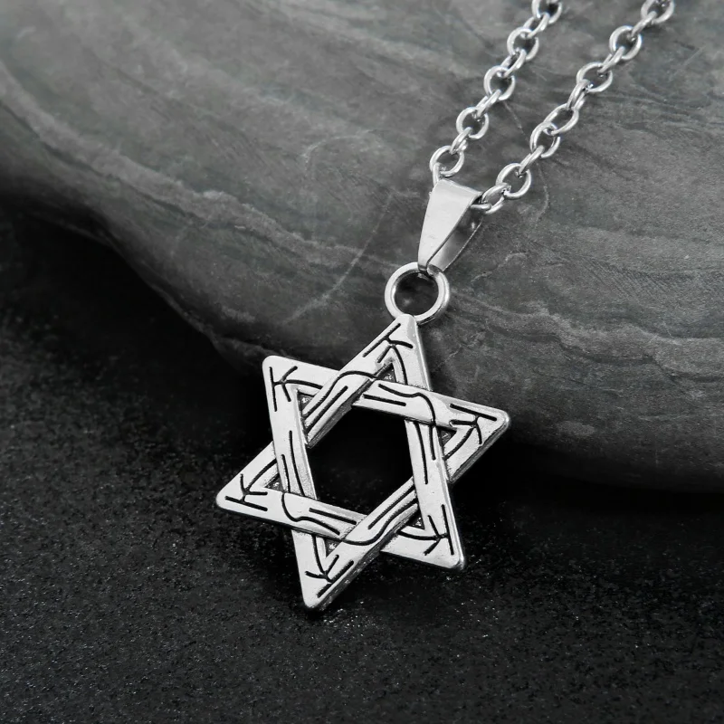 العصرية ديفيد دلاية شكل نجمة قلادة الرجال النساء إسرائيل اليهودية سبيكة نجمة داود الصليب سلسلة يهوديكا حلية المختنق مجوهرات هدايا