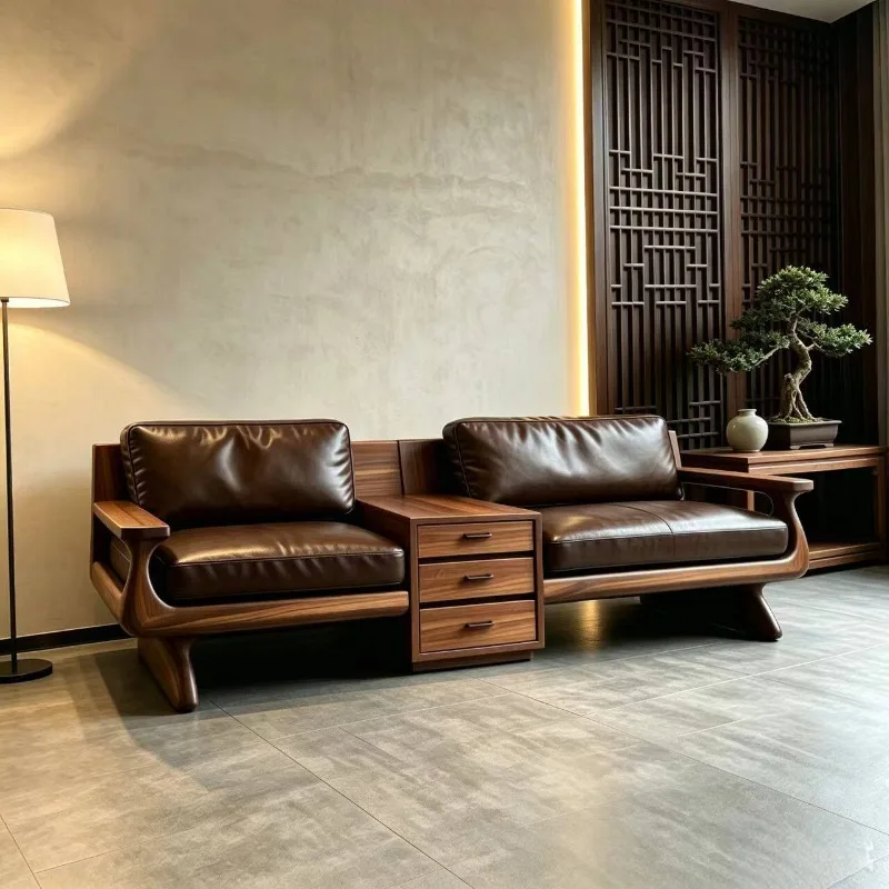 New Chinese-style North American black walnut sofa Arhat bed, designer Arhat couch