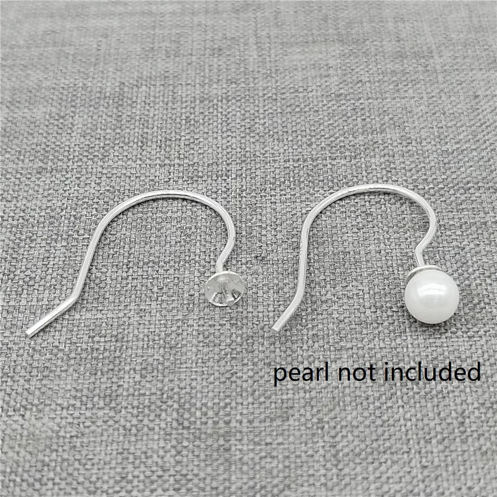 

6prs Sterling Silver Ear Wires w/ Cup Peg for Half Drilled Pearl Bead 925 Silver Earring Hook