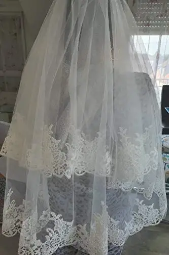 Elegant Two Layers Lace Bridal Veil with Women Wedding Bridal Veil White 2024