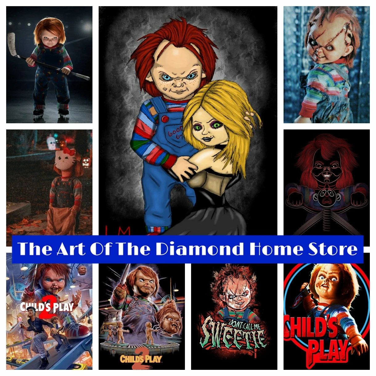 Chucky 5D AB Diamond Painting Horror Movie Child's Play Wall Art Diamond Mosaic Embroidery Set Cross Stitch Kits Handmade Craft