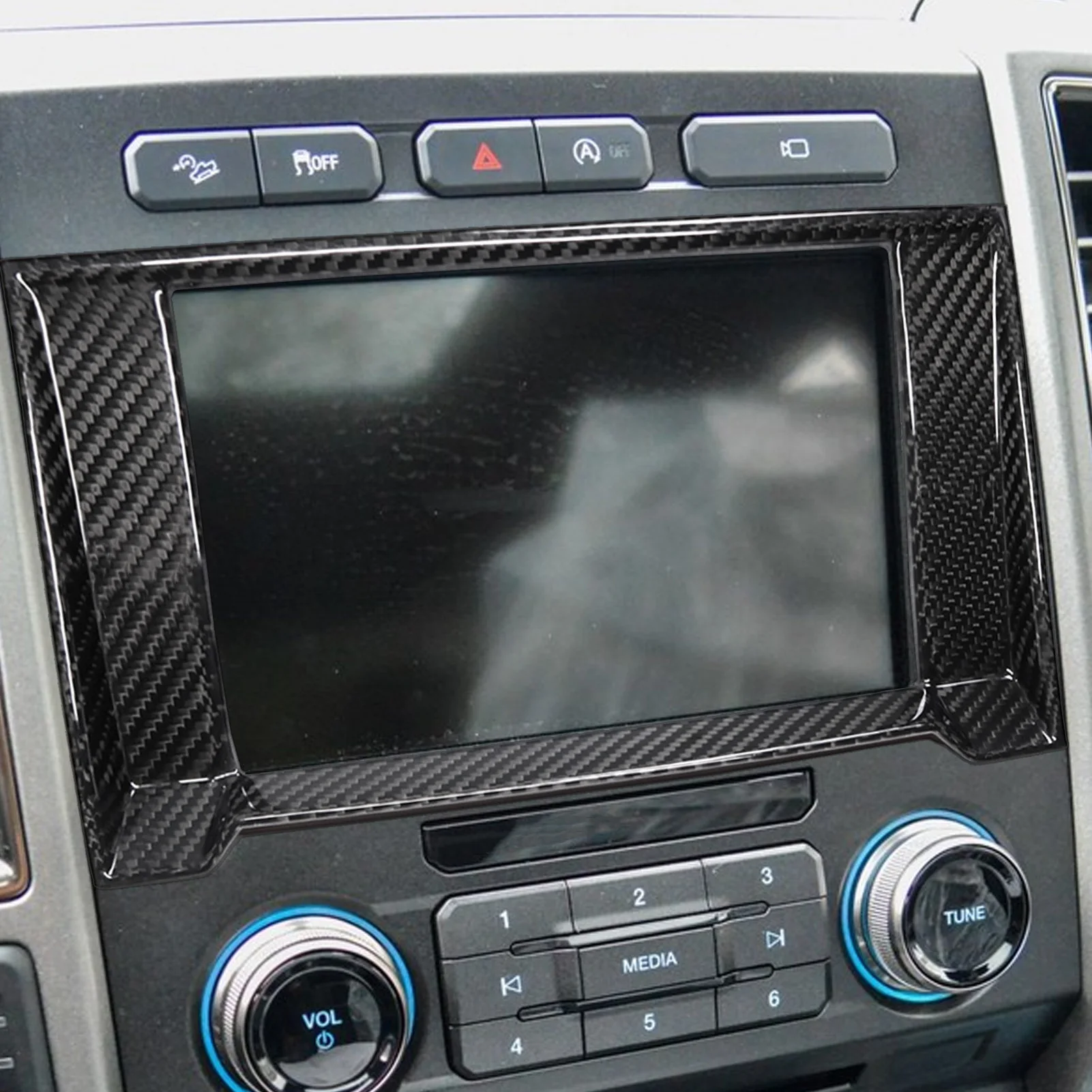 لفورد F-150 رابتور 2015-2020 ريال ألياف الكربون الملاحة إطار الشاشة لوحة غطاء الكسوة اكسسوارات تعديل السيارات الداخلية