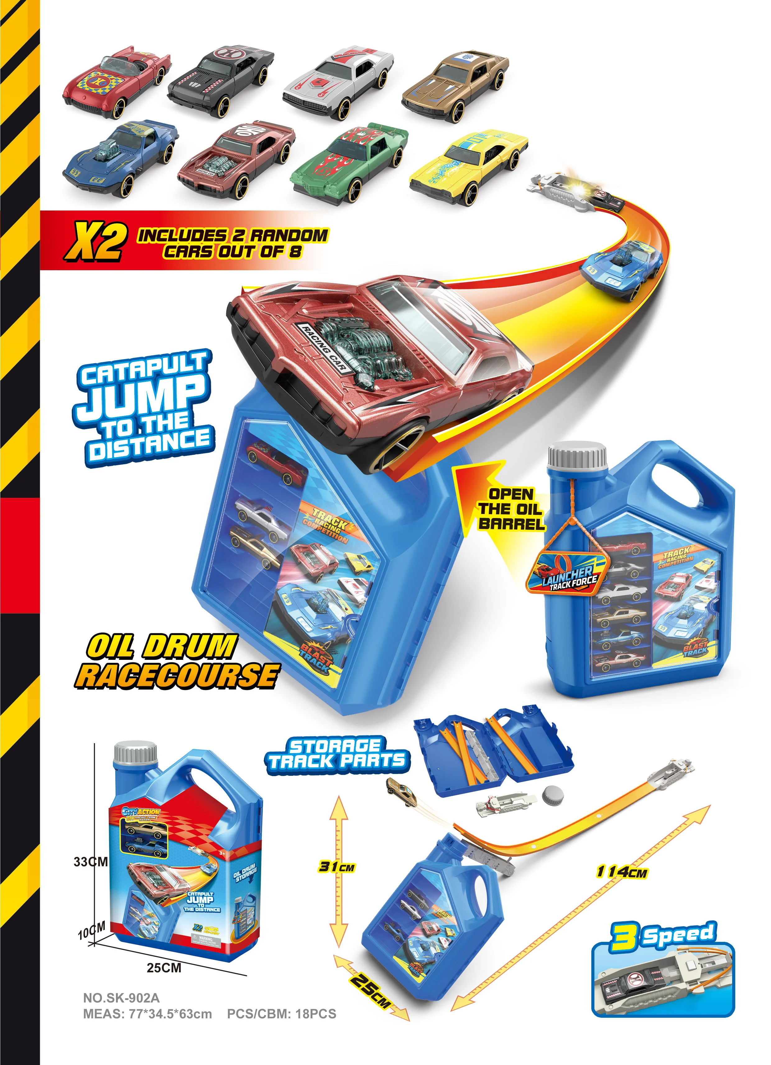 Draagbare baan snelle montage kinderspeelgoedbaanvoertuig, olievat draagbaar voor eenvoudige montage en demontage