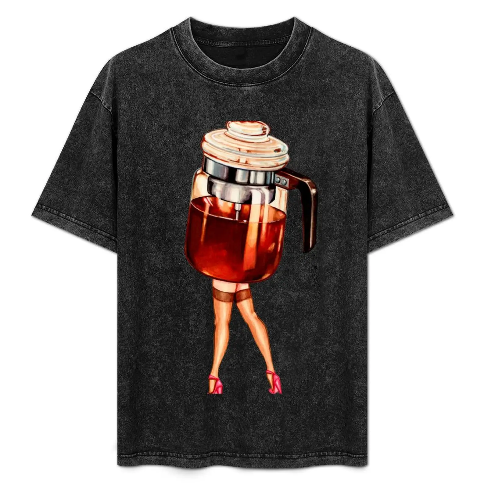 

Coffee Pot Pin-Up T-Shirt Classic Print Short Sleeve Shirt