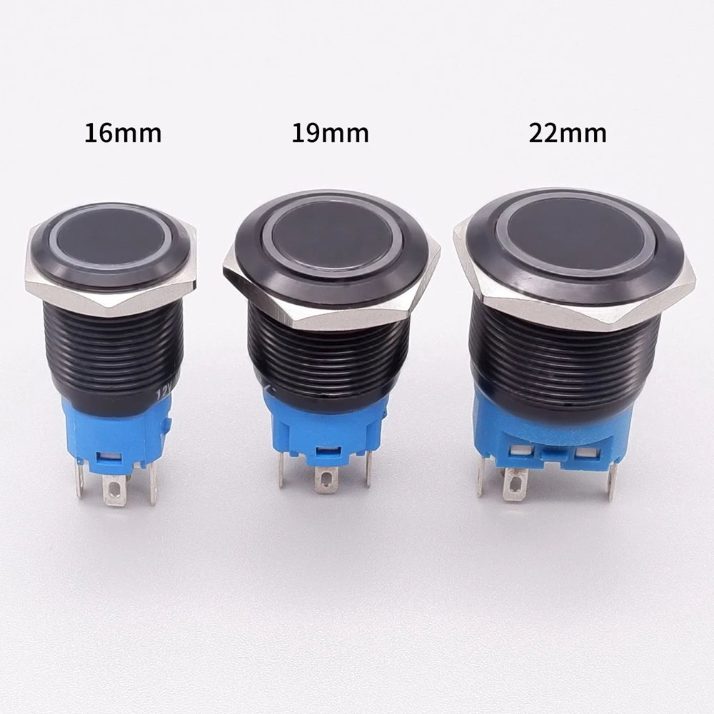 Interruptor de botón de Metal de 16mm, 19mm, 22mm, con fuente de alimentación fija para PC, LED retroiluminado de arranque de motor de coche, 3v,