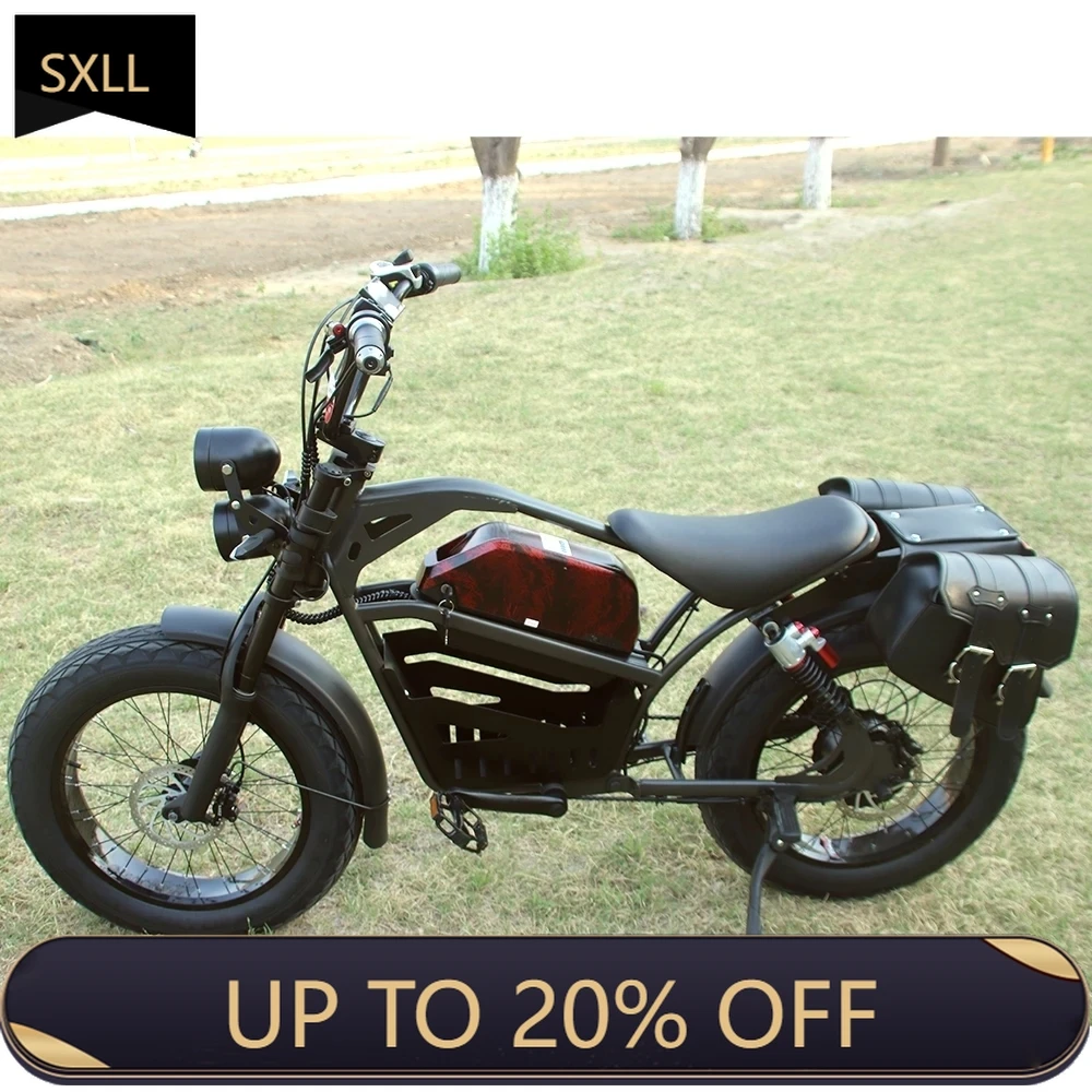 

SXLL Powerful 48V 1500W Fat Tire Retro Electric Bike Carton Steel Frame Lithium Battery Electric Bike Adult Ebike