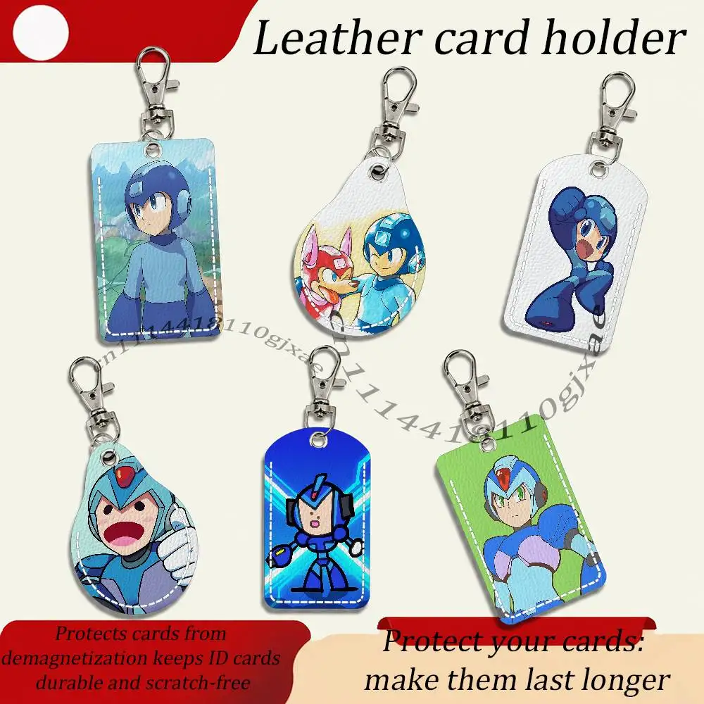 M-Megaman X Game Tinplate Card Keychain Fashion Pendant Bag ID Door Card Case Bus Card Cute Adult Scratch Resistant