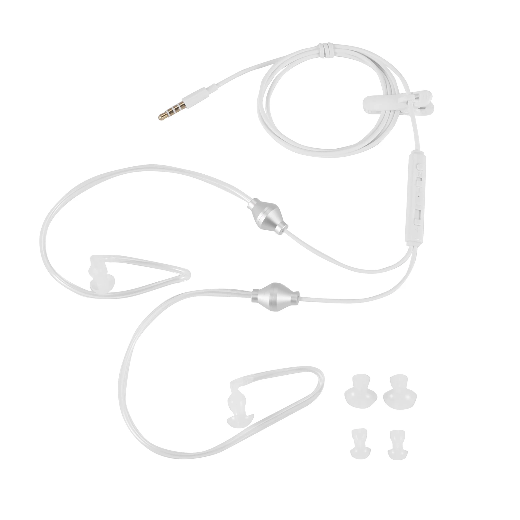 3.5mm Stereo Air Tube Wired Earphone Anti-radiation Binaural Headsets Noise Isolating Earbuds micr for Mobilephone