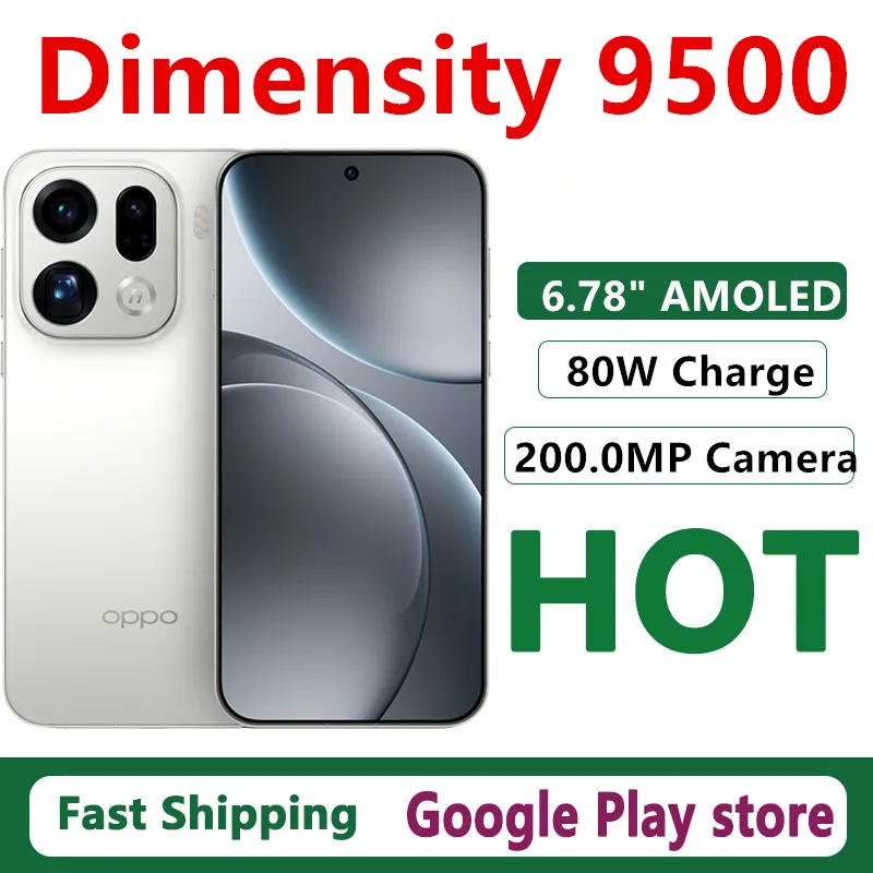 هاتف محمول أصلي ممن لهم Find X9 Pro مقاس 6.78 بوصة كاميرا AMOLED 200.0 ميجابكسل IP69 مقاومة للماء شحن لاسلكي 7500 مللي أمبير في الساعة الأبعاد 9500 OTA