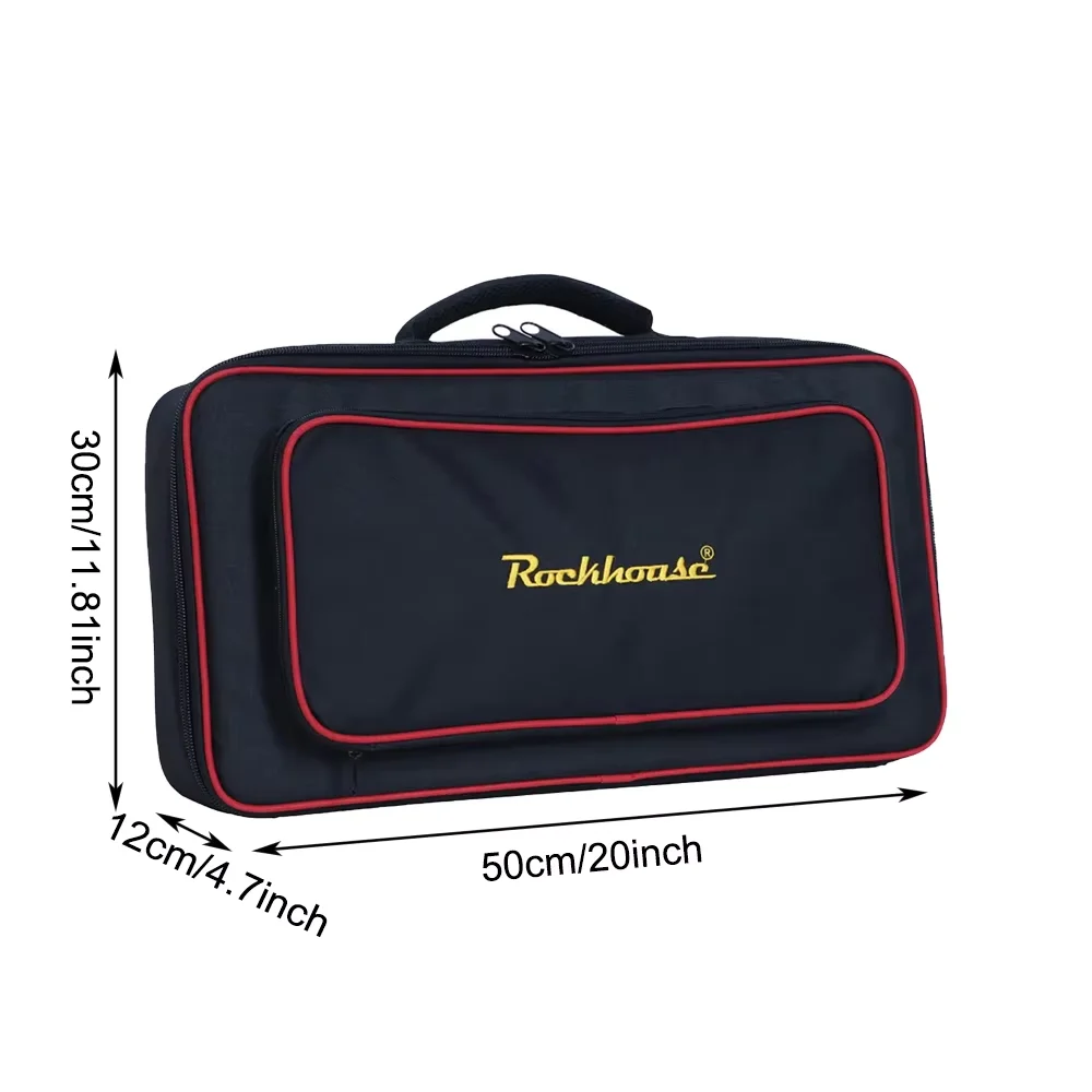 Rockhouse Guitar Pedals Bag 600D Waterproof Oxford Fabric Cover Durable Pedalboard Shoulder Bag Smooth Zipper Handbag Gig Case