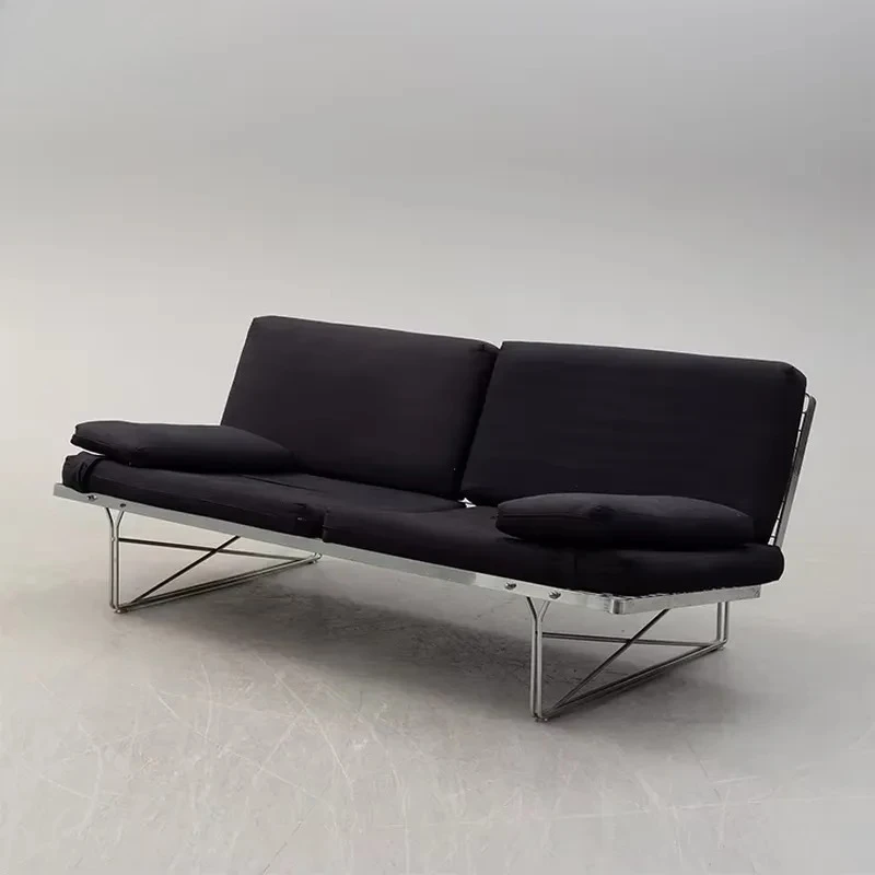 Designer style villa living room black 2-seat sofa hotel bedroom metal frame fabric upholstered sofa furniture
