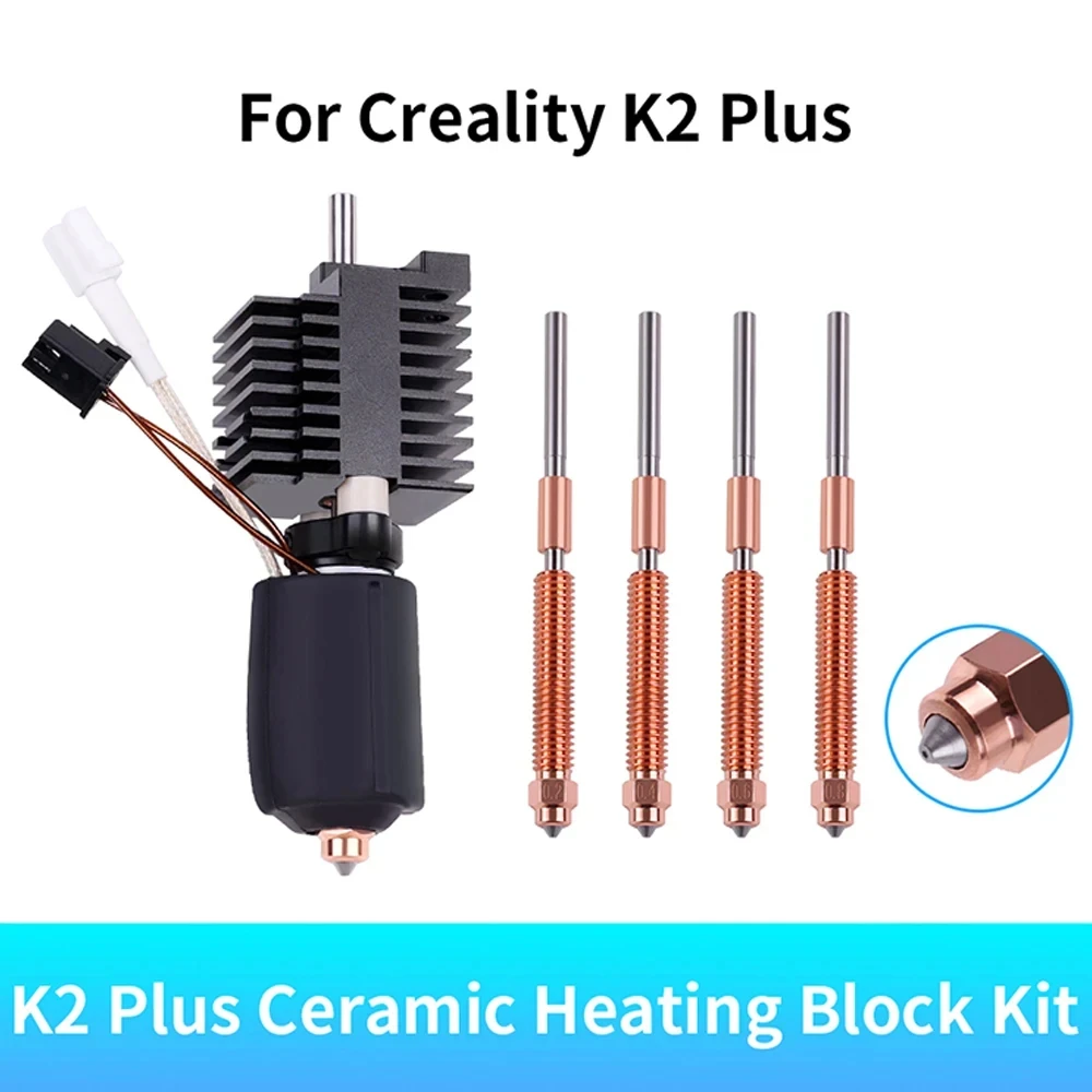 

For Creality K2 Plus/K2 Pro/K2 Ceramic Heating Block Replacement Hot End Hardened steel All-metal Design Quick-Swap Nozzle