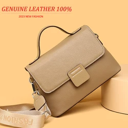 High Quality Cow Leather Women Shoulder Crossbody Bag 2023 Luxury Solid Genuine Leather Ladies Handbag Female Messenger Tote Sac