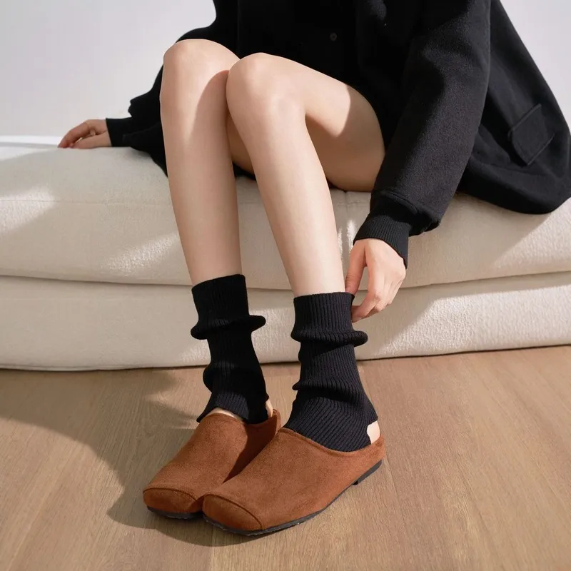 Women's Fall Winter Wool Blend Footed Leg Warmers, Lyocell Acrylic Slouch Socks, Yoga Fitness Calf Protector Short Leg Sleeves