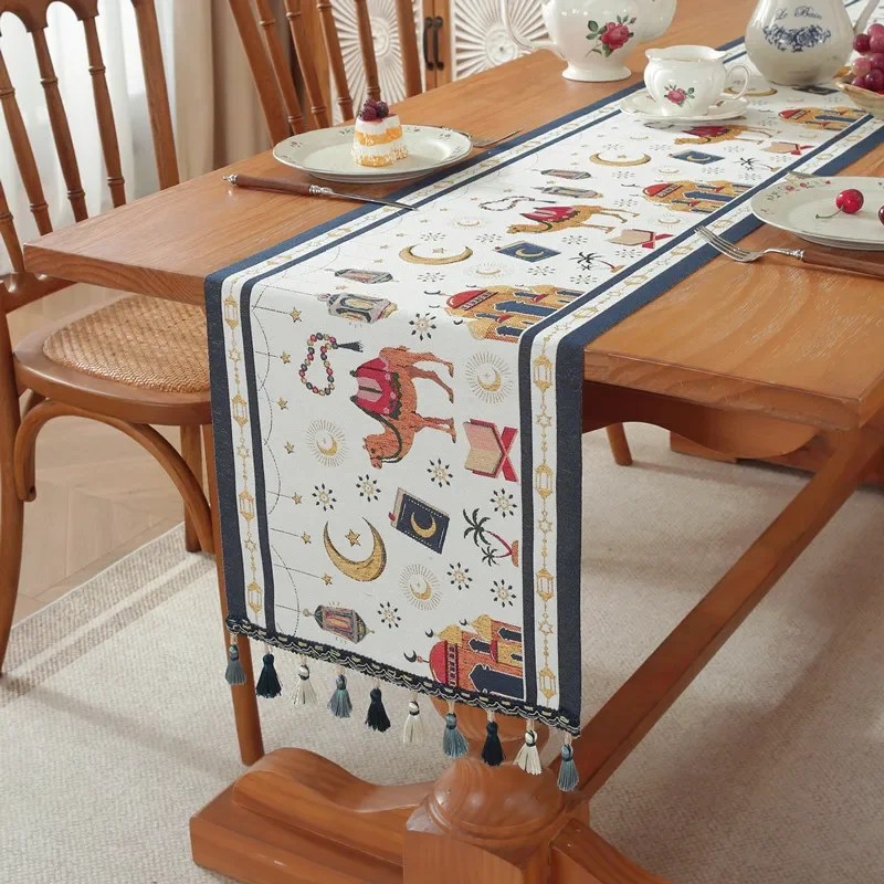 Middle East Moon Festival Table Flag Color Woven Jacquard Star Camel Studio Tassel Castle Polyester Tablecloth Bed Tail Flag