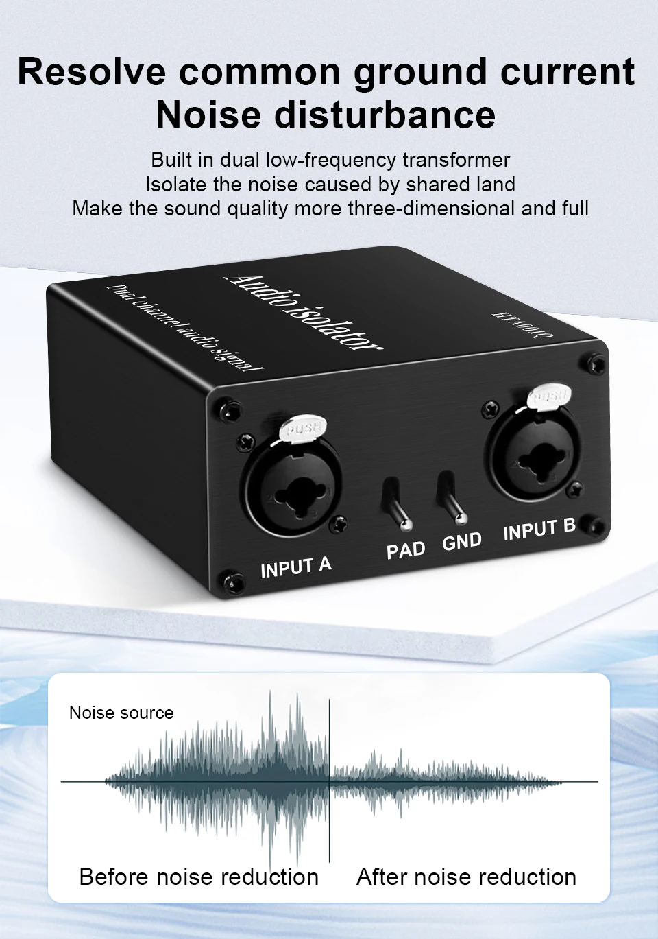 XLR Audio-Isolator Stromstörungsunterdrückung Mixer Mikrofon-Gleichtaktfilter Multifunktionaler Rauschisolator-Messgerät – Detail 3