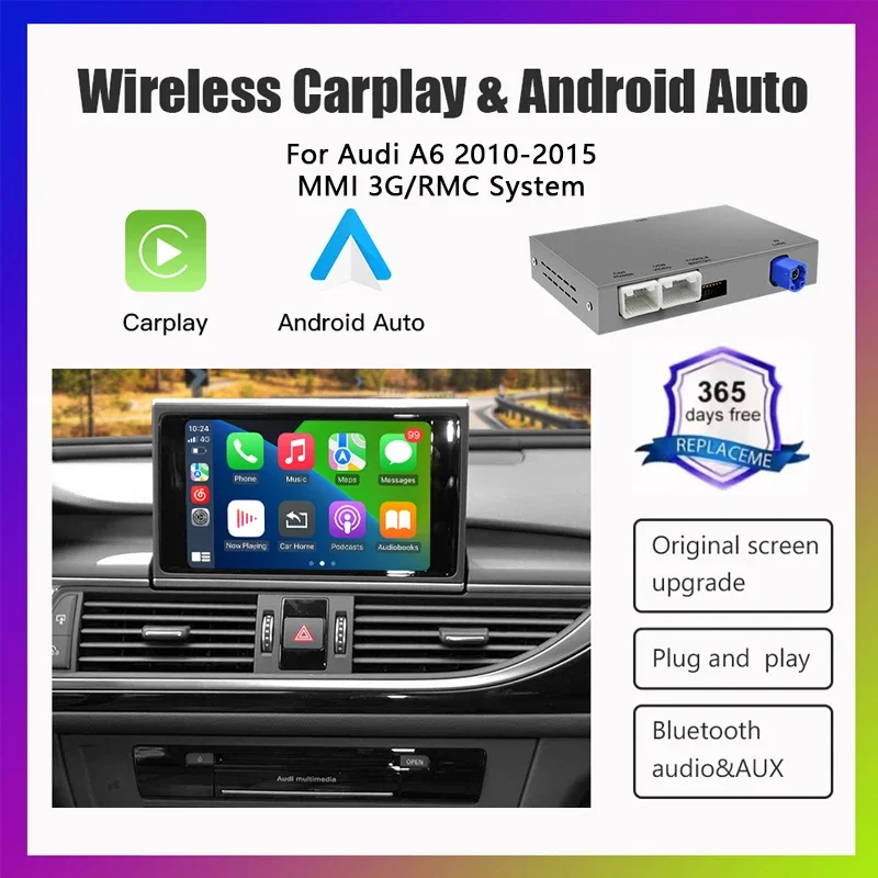 CarPlay wireless e Android Auto per Audi A6 e A7 (2010-2015) con modulo Box MMI 3G / RMC supporta telecamera retrovisore AirPlayl