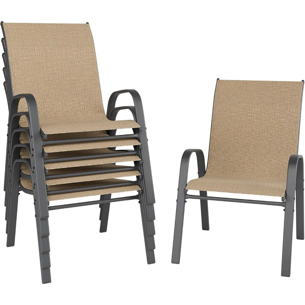 

Patio Chairs Set of 6, Outdoor Dining Chairs Stackable for All Weather, Breathable Metal Modern Outside Furniture Chair for Pool