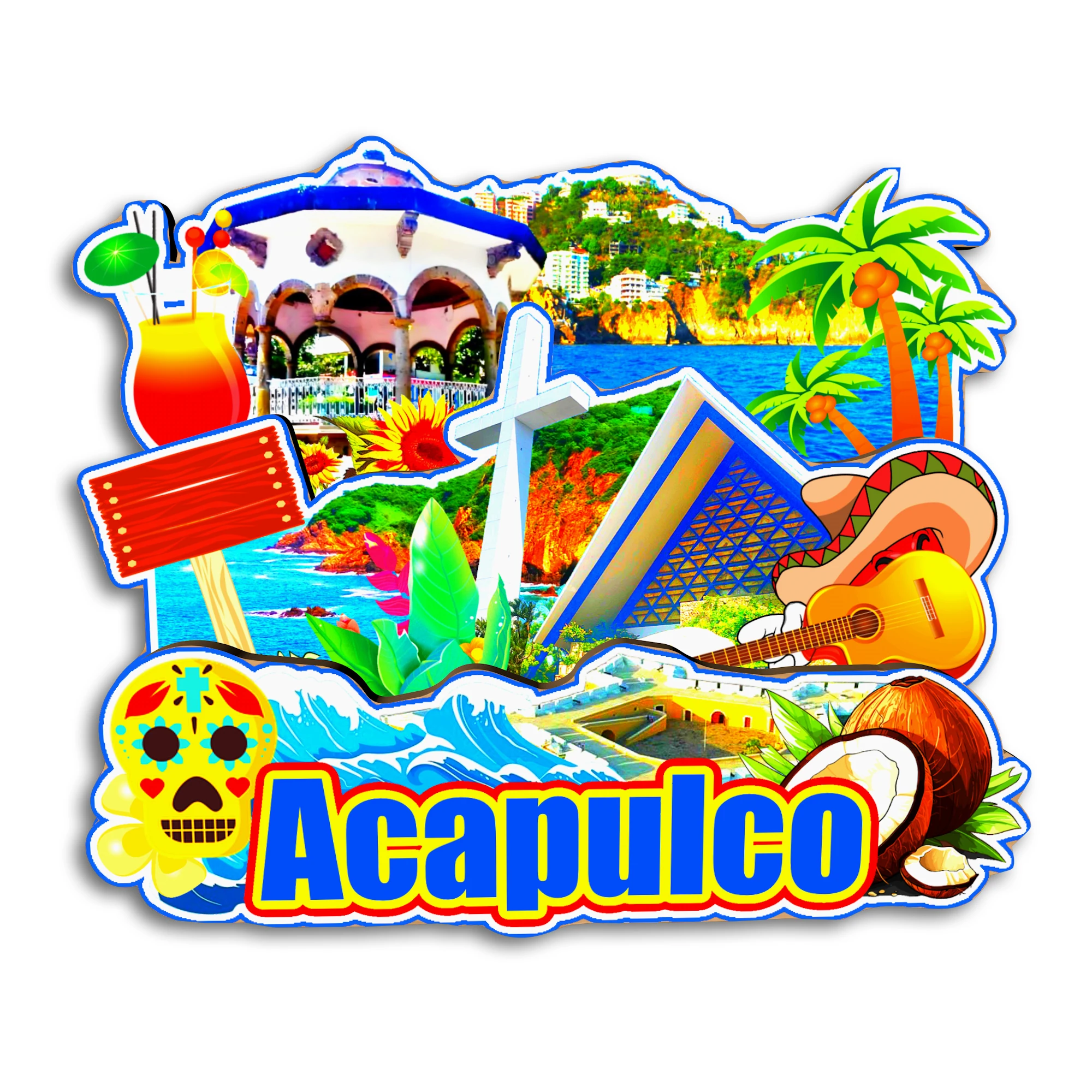 Acapulco Guadalajara Monterrey Tijuana Ciudad Juarez MEXICO imán de nevera recuerdo de viaje regalo hecho a mano decorativo