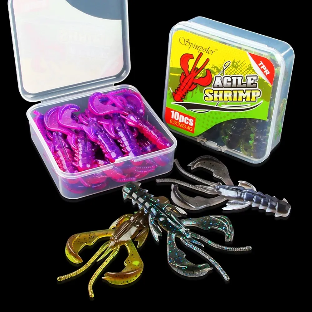 Spinpoler Agile Shrimp Soft Bait Fishing Lure TPR Floating Salted UV Active Crayfish For Weedless Rigs Jig Ned Split Drop Shot