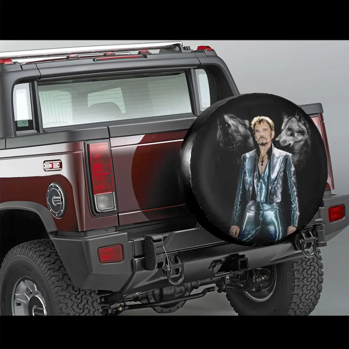 Johnny Hallyday With Wolf Spare Tire Cover for Jeep Pajero French Rock Singer Car Wheel Protectors Accessories 14