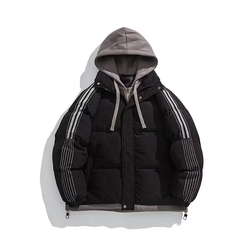 Winter Men\'s Warm Coat Korean Women\'s Blue Hoodie Jacket Harajuku High Street Zipper Coat High Quality Hot Selling Men Clothes