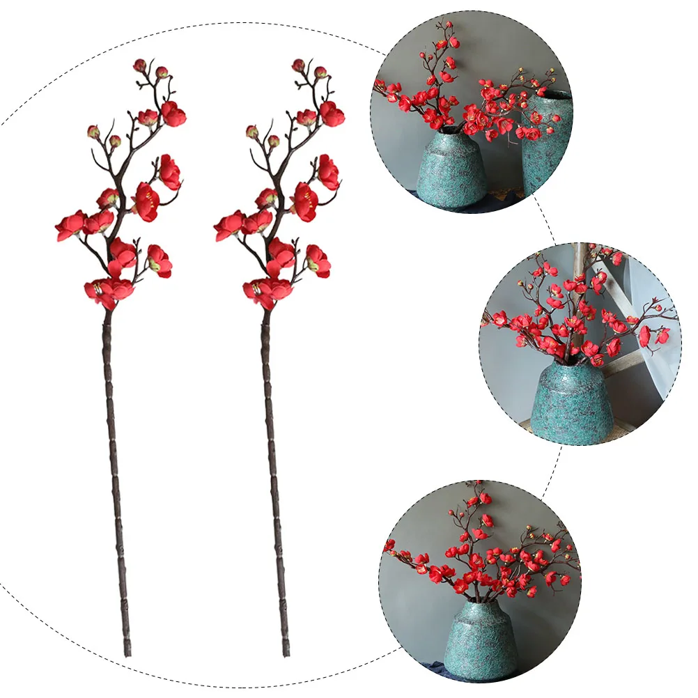 

2pcs Artificial Chinese Plum Decor Simulation Flower Adornment For Home Wedding Fake Flower Ornament Decorative